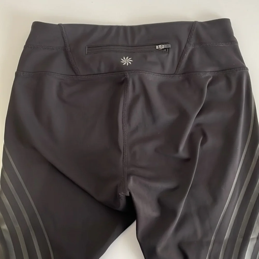 Athleta Black Leggings with Gray Stripes - Picture 4 of 9